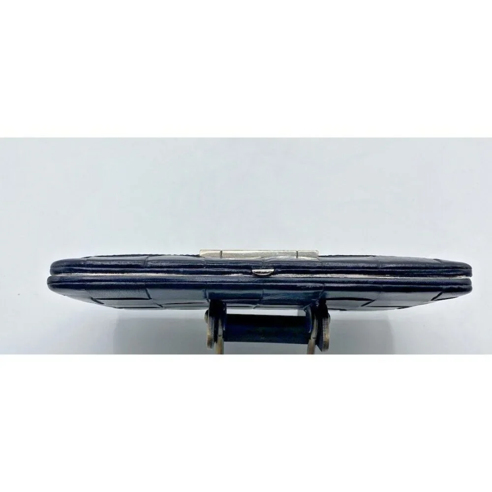 Brighton Black Leather Small Organizer Checkbook Bag Wallet Clutch 7.5 x 4.5”